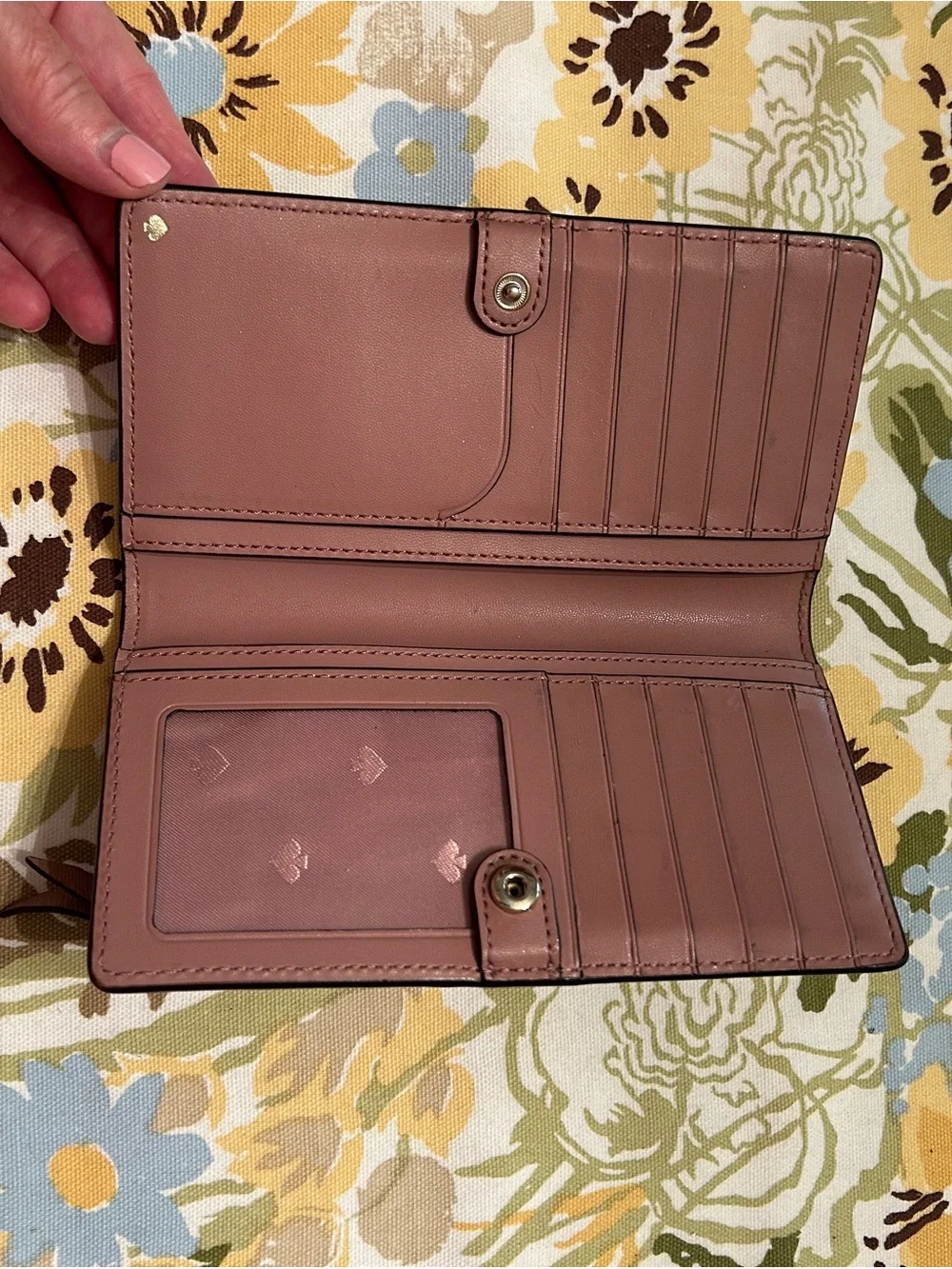 kate spade New York Rose Brown Saffiano Leather Zip Wallet